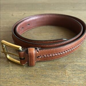 Cole Haan Red Label Vintage Men's Brown Leather Belt. Sz 34. Solid Brass Buckle.